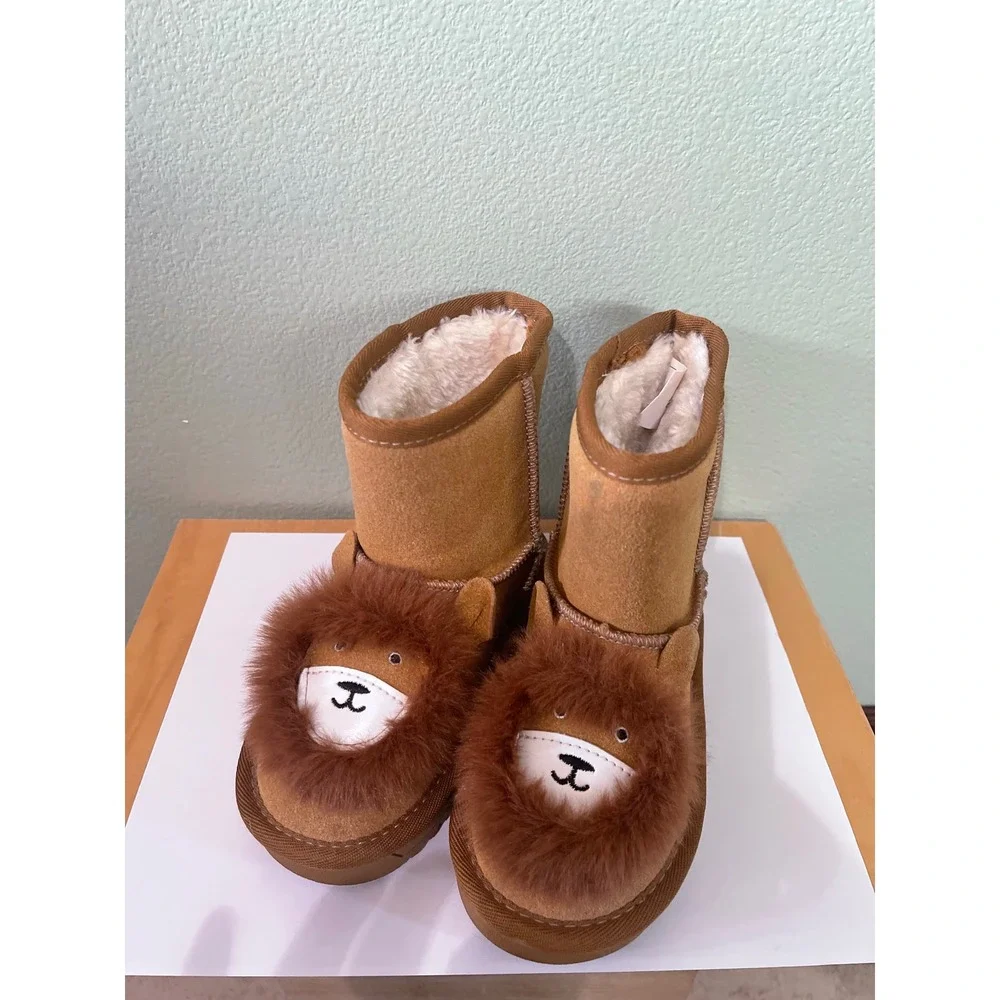 Dream Paris Kids Boys Girls Cute Animal Faux Sherpa Lining Winter Boots Size 10